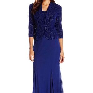 Alex Evenings Tea Length Blazer Jacket Gown Sz 16